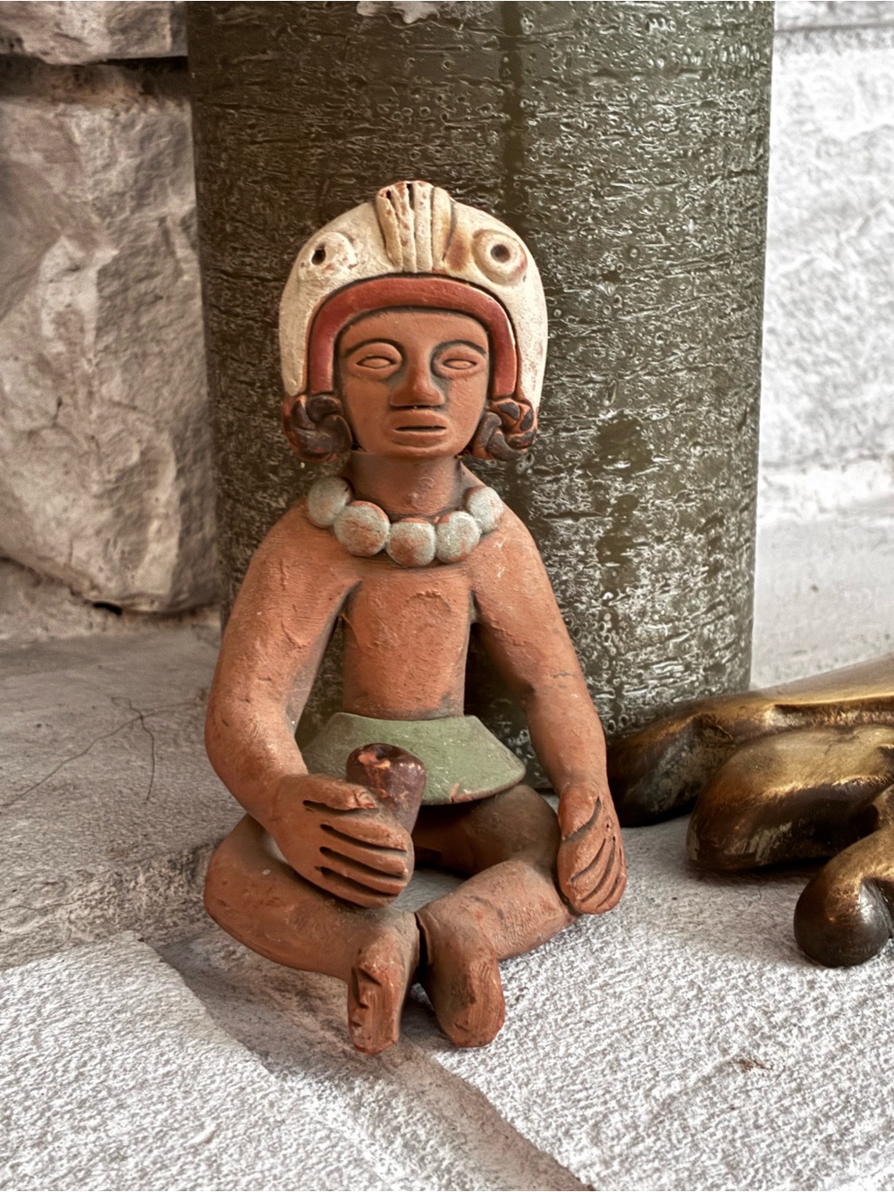 Vintage Mexican Terracotta Figurine Sculpture - incense holder